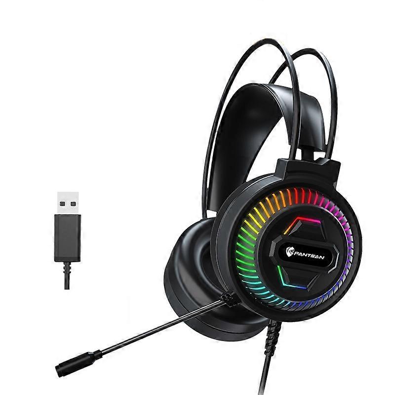 PANTSAN PSH-400 USB Computer Head-Mounted Luminous RGB Wired Headset, Specification:7.1 USB