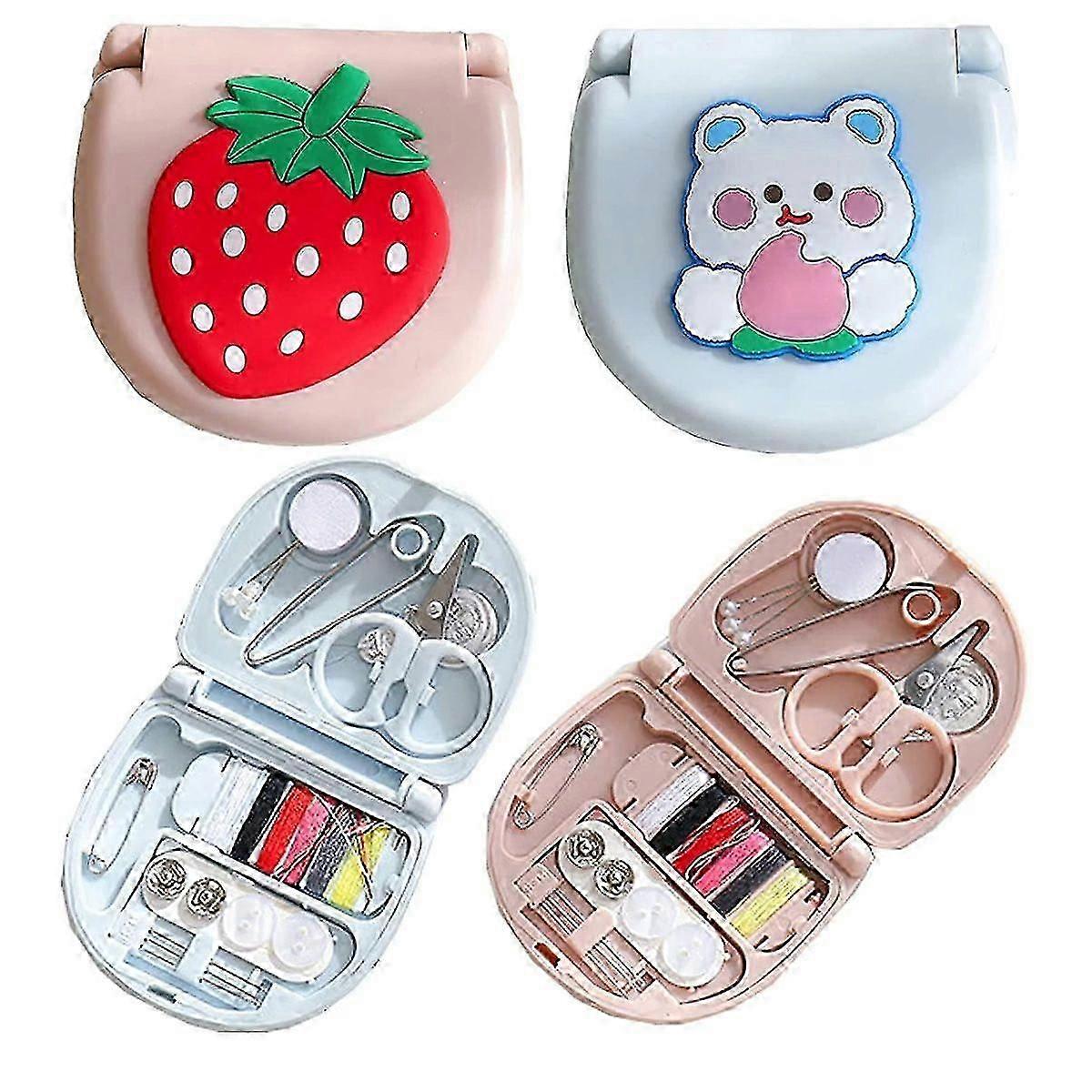 Cute Cartoon Needle and Thread Box, Portable Sewing Kit for Dorm Rooms
