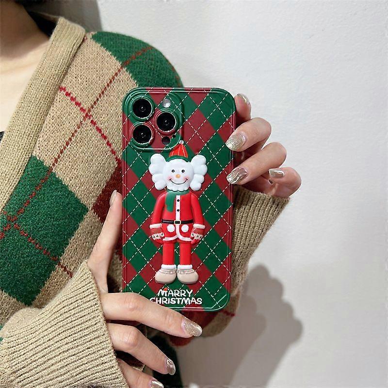 Three-dimensional cartoon Christmas violent bear Apple 11 suitable for iPhone 12/13 promax mobile phone case XS/XR soft case
