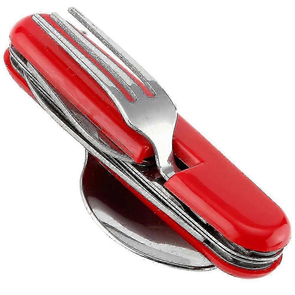 6 In 1 Multifunctional Tableware Folding Stainless Steel Spoon Fork Cutter Bottle1pcs