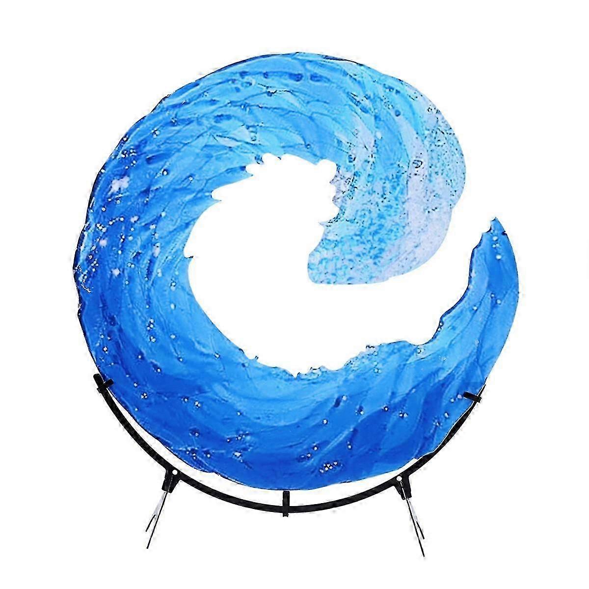 アクリル波彫刻ウェーブデスクトップブルーフラワー像寝室ホームギフトオーナメント装飾30 x 30cm