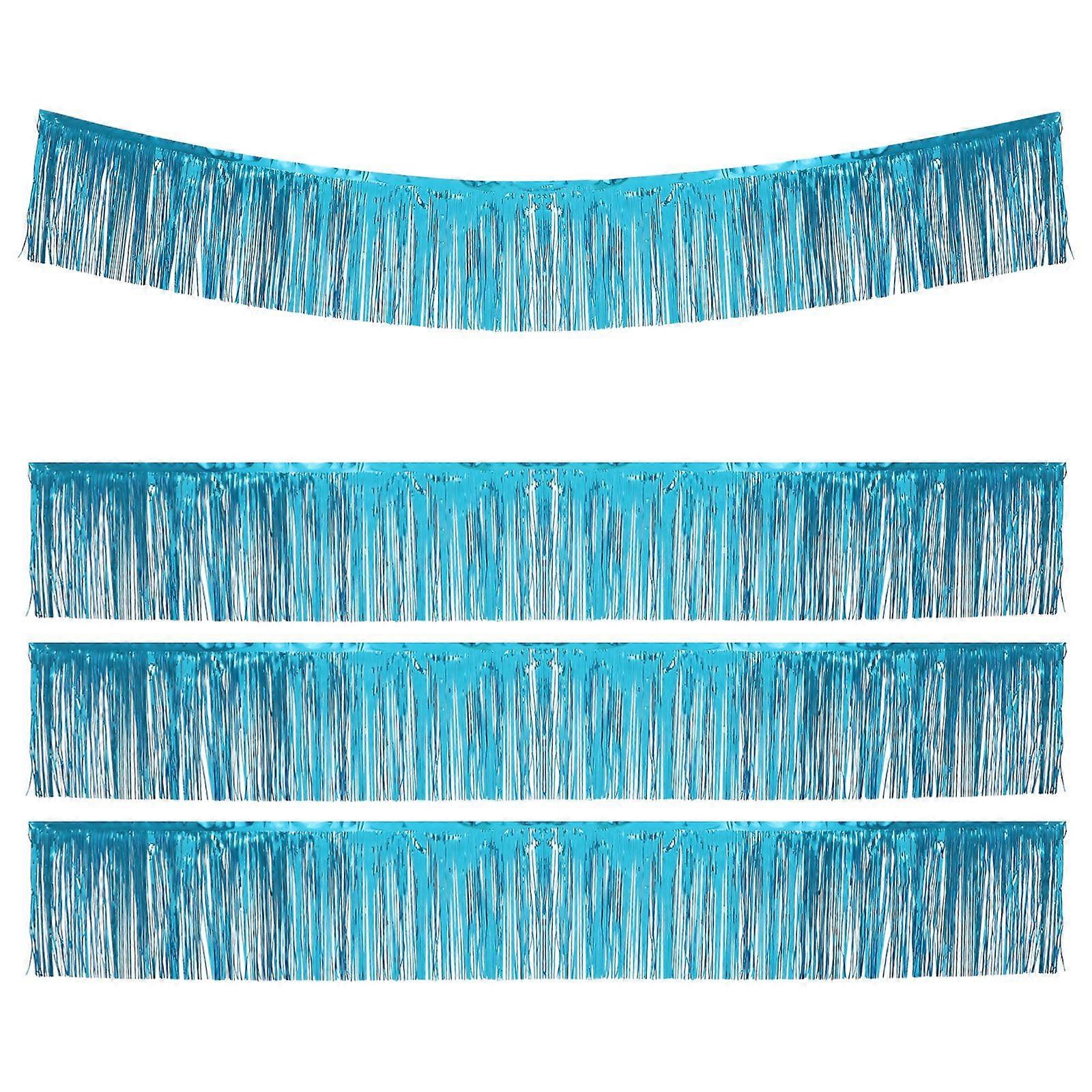 4 Pcs Metallic Foil Fringe Tinsel Table Skirts Fringe Garland Table Skirt Backdrop For Party Event Parade Float Party Decoration