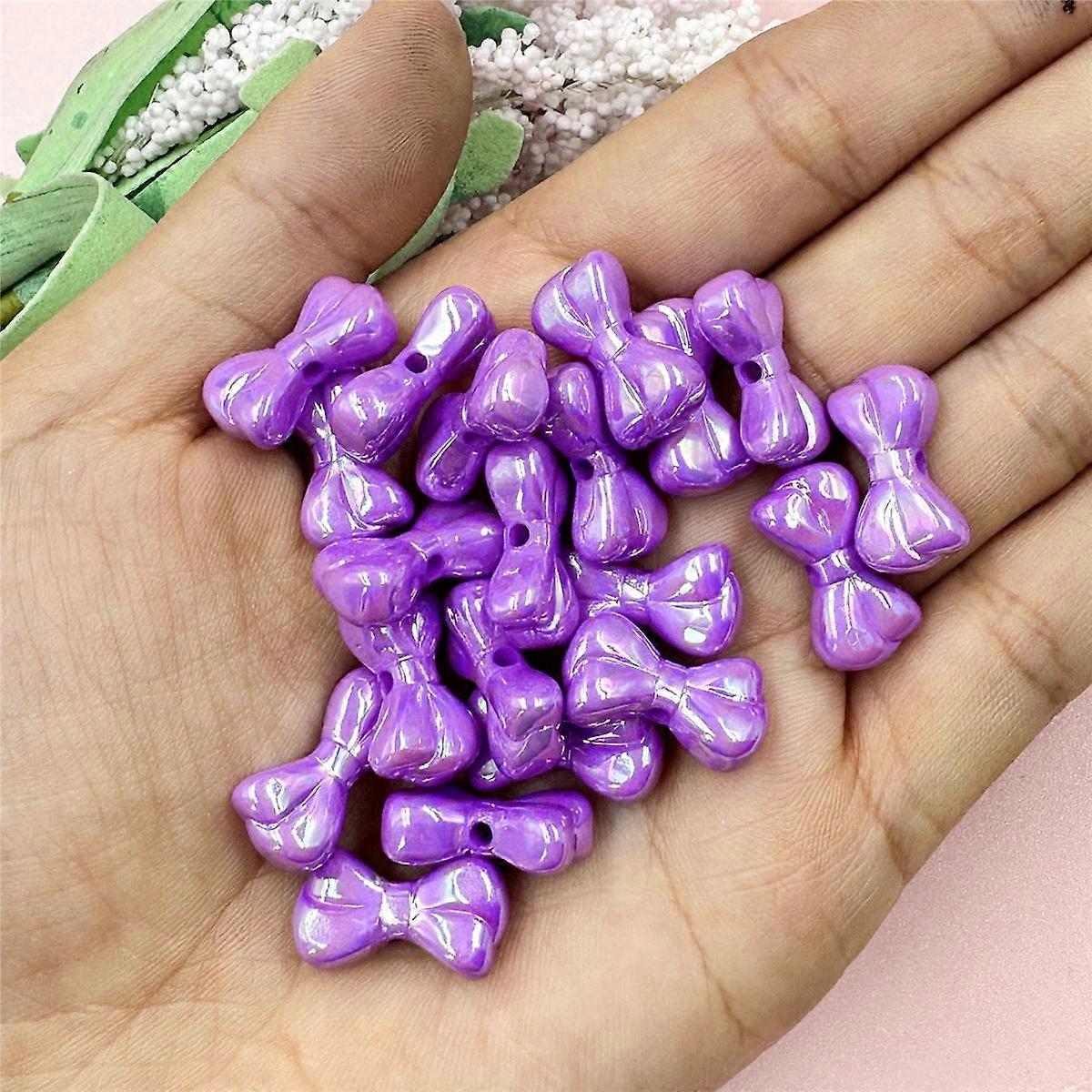 20pcs DIY Beading Material for Bracelet Small Bow Beads Dazzle Acrylic Key Chain Making Pendant Necklace Fashion