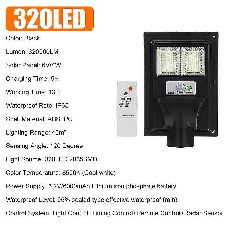 320/640/960/1280LEDs Solar Street Light PIR Sensor With Remote Control for Park Garden Courtyard Street Walkway Pathway