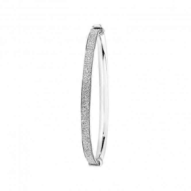 Acotis Silver Babies Oval Bangle with Moondust Detailing G4390