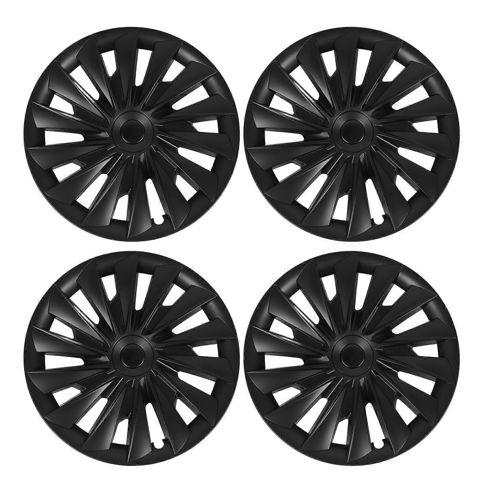 T04 4 Stück Auto Radkappen für Tesla Model 3 18-Zoll-Räder 2023+ Mattschwarz
