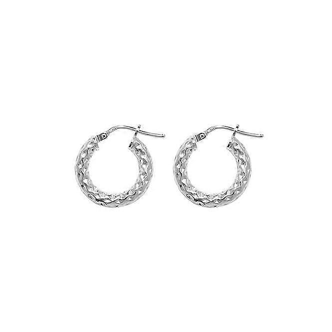 Acotis Silver Hoop Earrings Dia Cut G5207