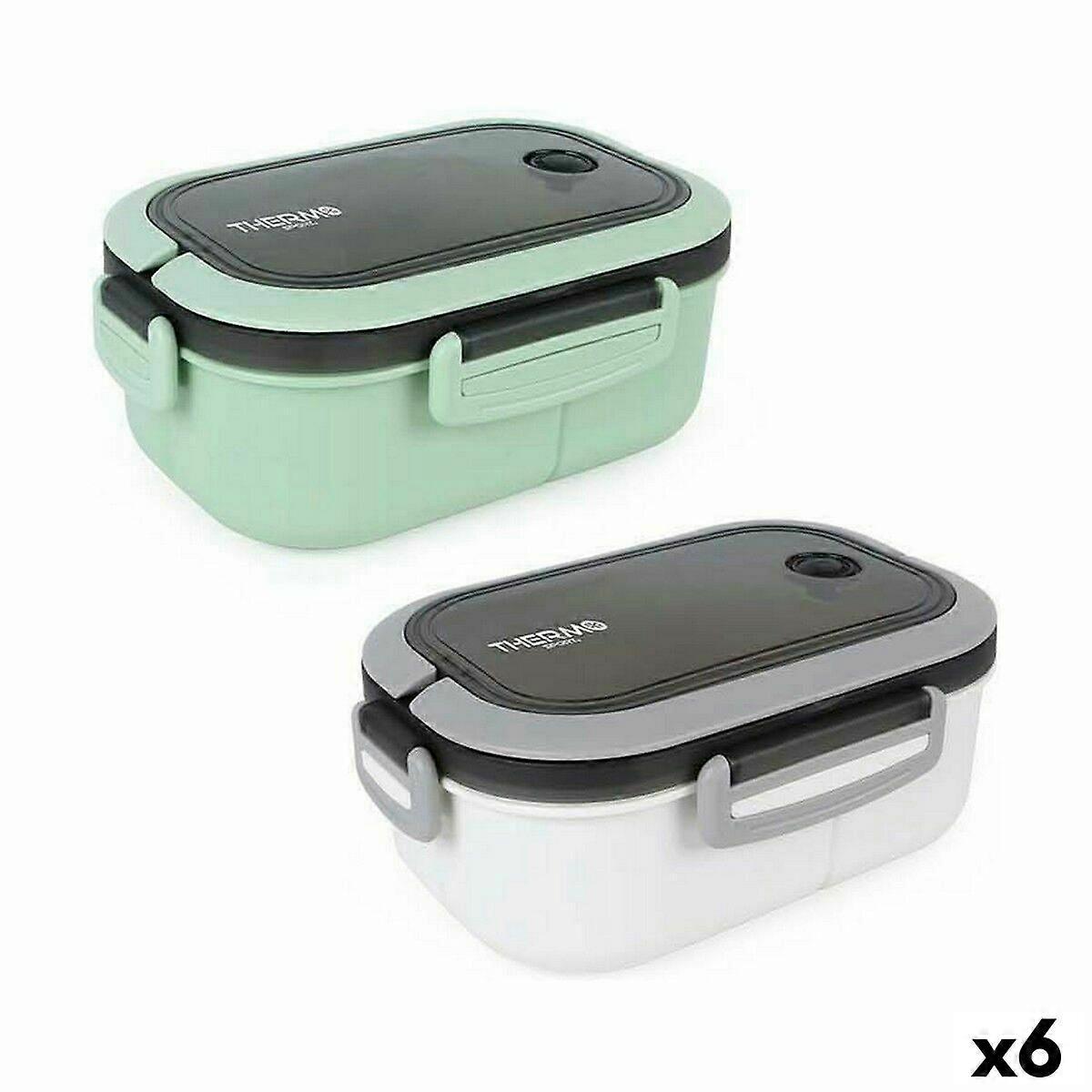 Hermetisk Matlåda ThermoSport 6 fack Rektangulär 21 x 15 x 9 cm (6 Styck)