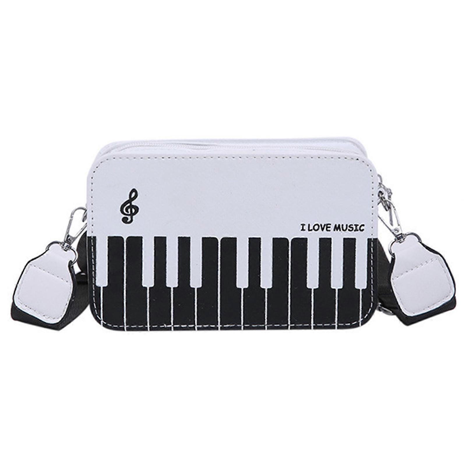ファッショナブルなピアノノートクロスボディバッグスタイリッシュなPUレザーショルダー財布パーティーやカジュアルな旅行に適していますホワイト
