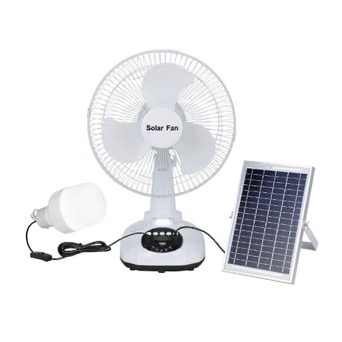 12 Inch Solar Fan with Solar Panel 3 Gears Wind for Camping UK Plug