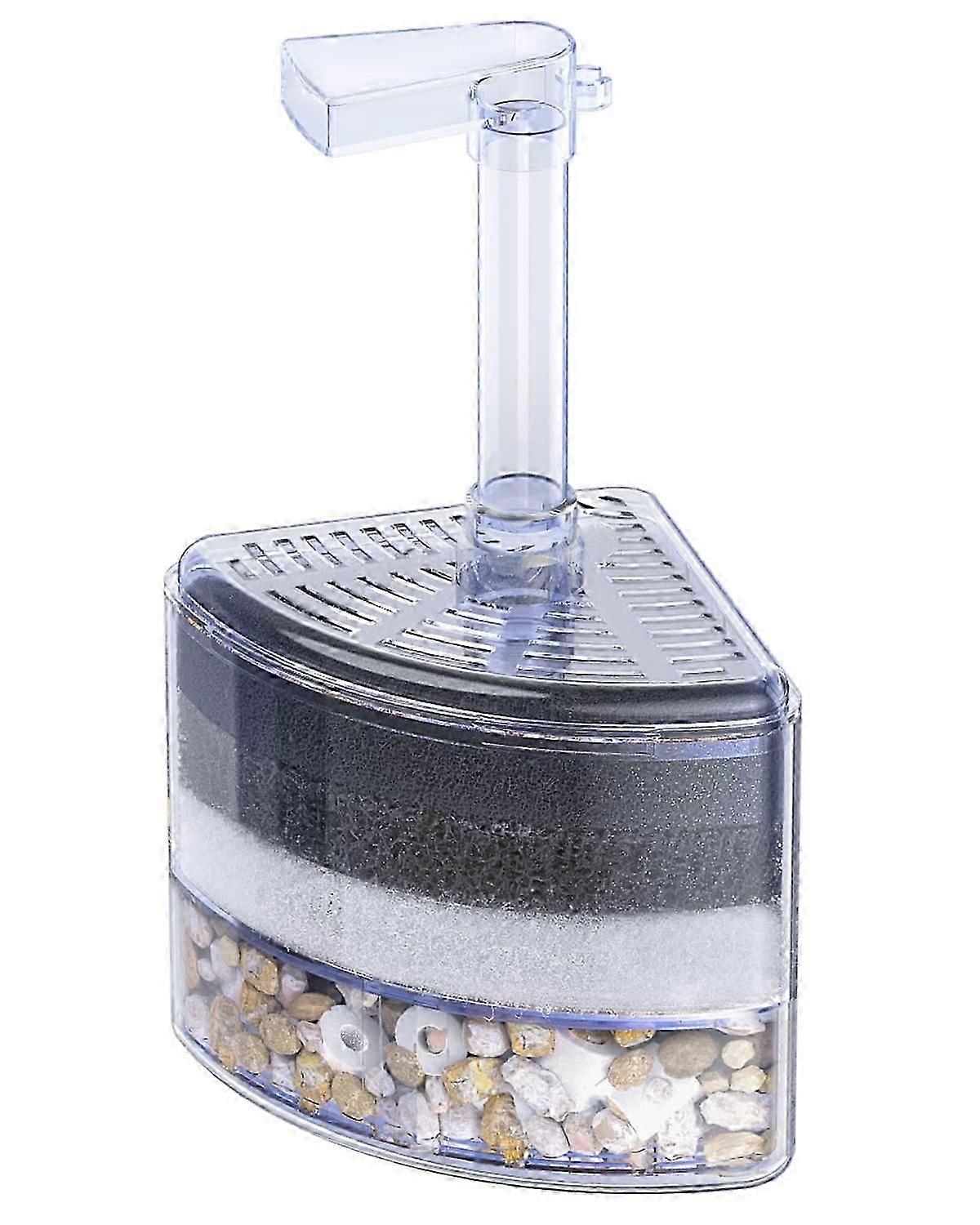 Aquarium Corner Sponge Filter Quiet Betta Fry Shrimp and Small Fish Bio Foam Filter with Natural Stones Gravels  (Air Pump Not Included)