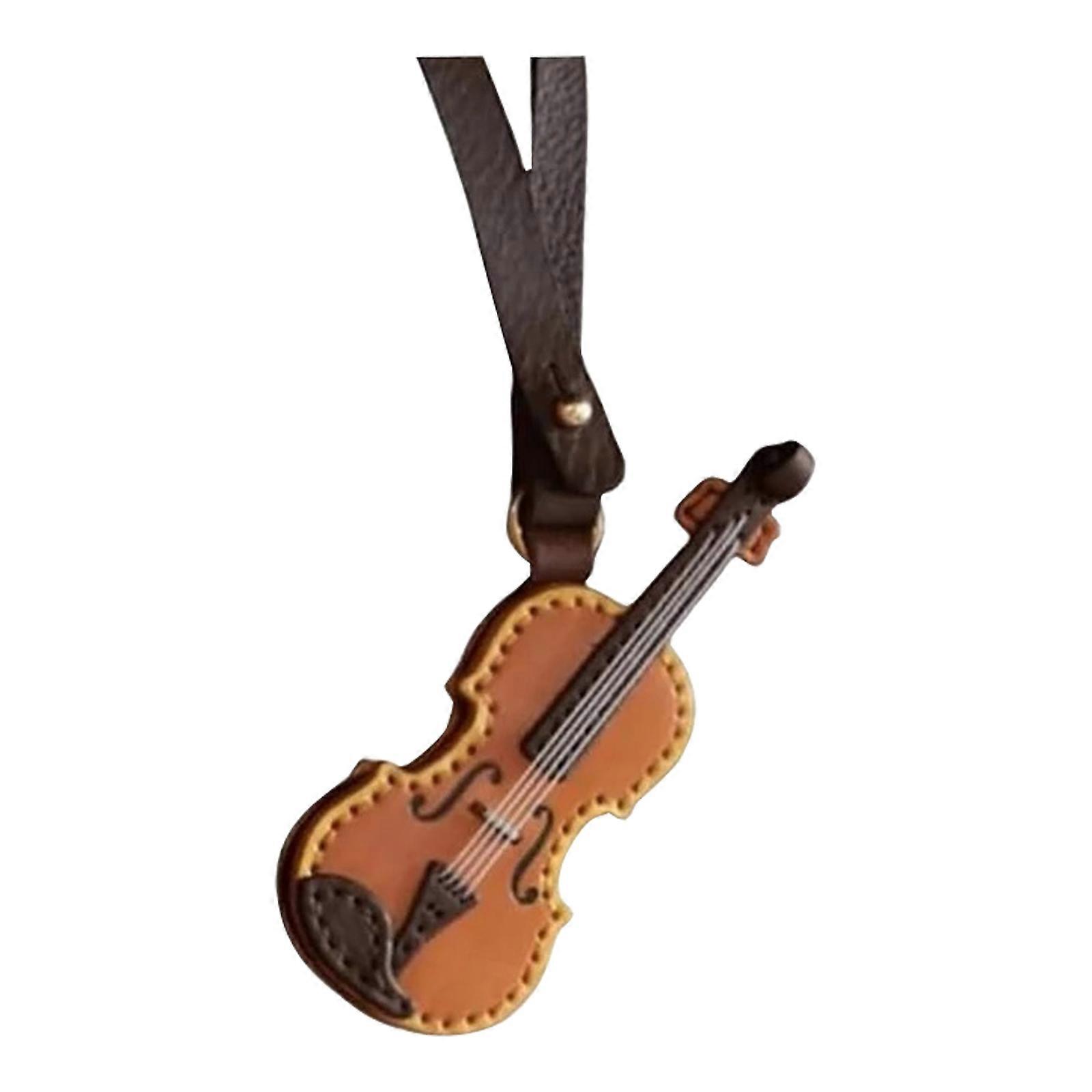 Artistic Leather Violin And Guita Keychain Unique Designs Leather Violin Keychain Key Rings Charm For Musicians And Fan