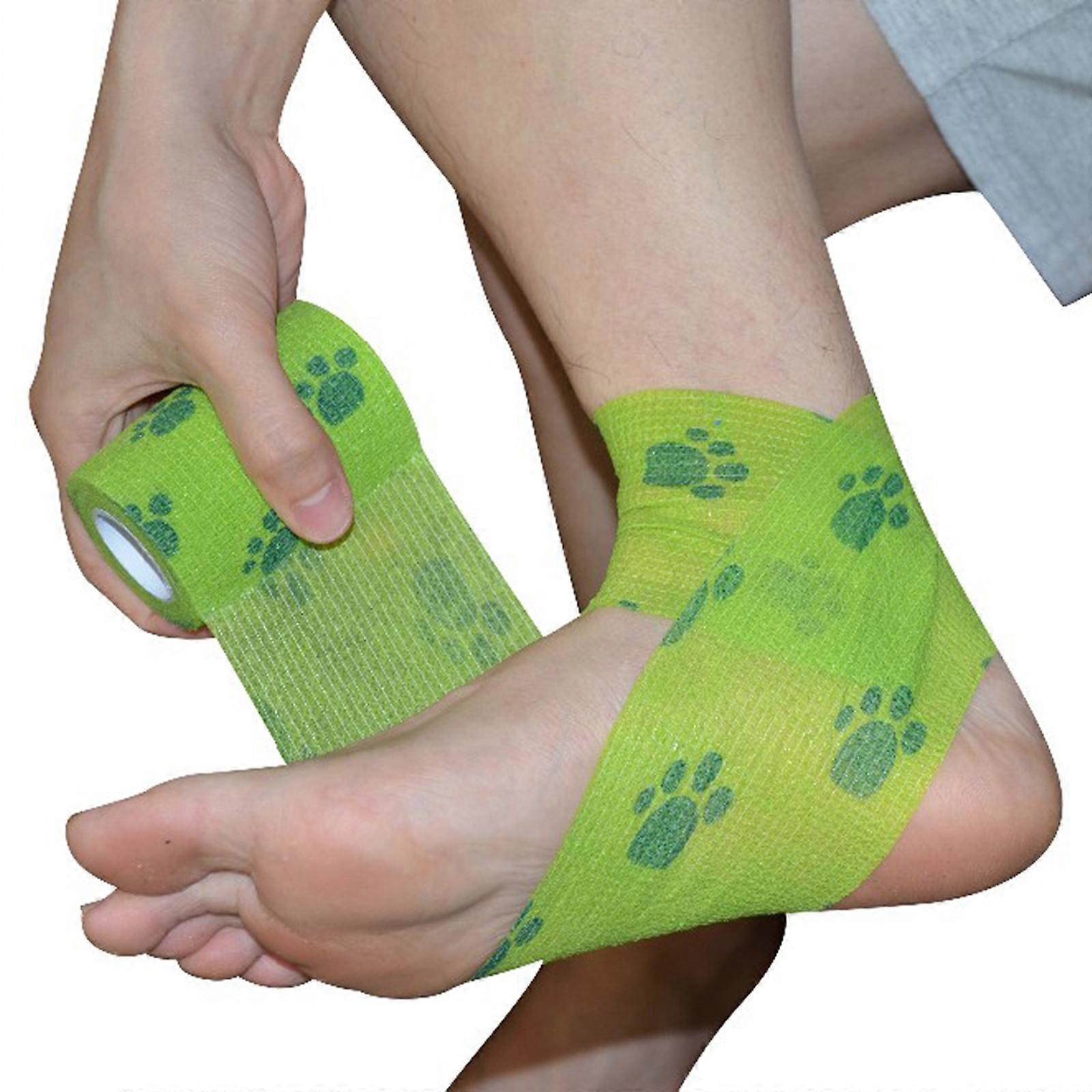 Self Adhésif Wrap Bandage Tape Pet Flexible Dessin animé Imprimé Premiers Secours 5cmx4.5m Jaune noir chien cla