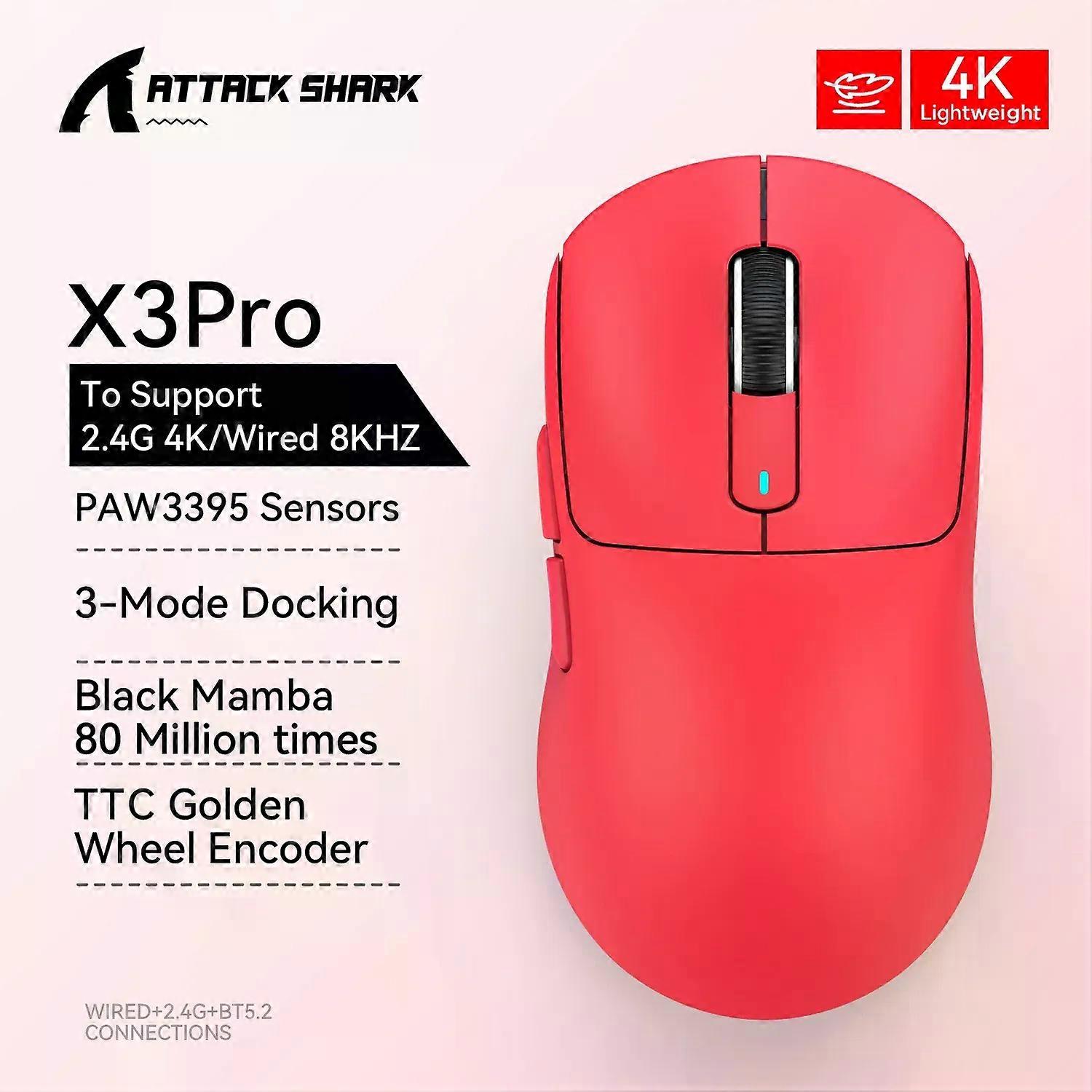 X3 X3Pro Wireless Gaming Mouse 26K DPI PAW3395 Sensor Tri-Mode 8K Polling Rate Ultra-Lightweight Programmable Butto