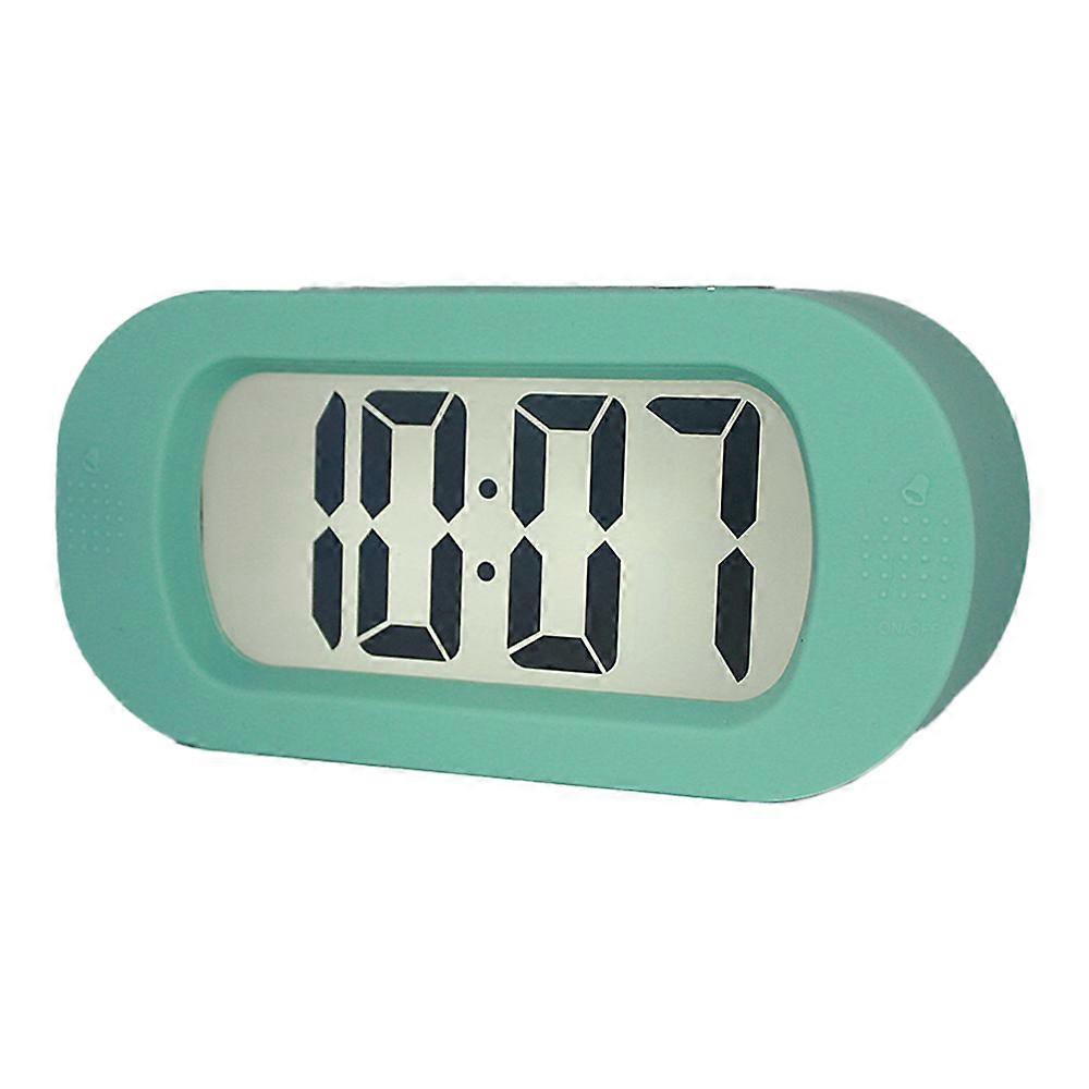 Digital Silent Lcd Large Screen Desk Bedside Alarm Clock With Light-Green