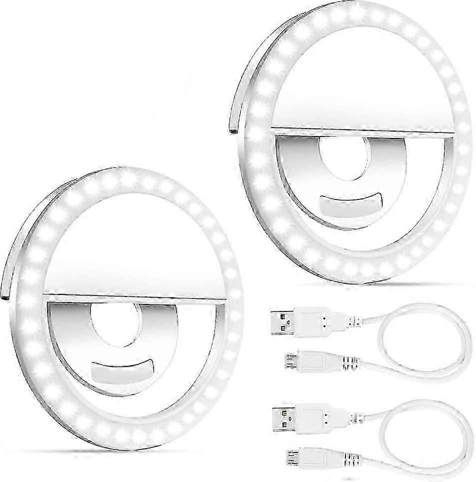 2pcs Selfie Fill Light Rechargeable Phone Ring Light with Clip Portable Ring Light