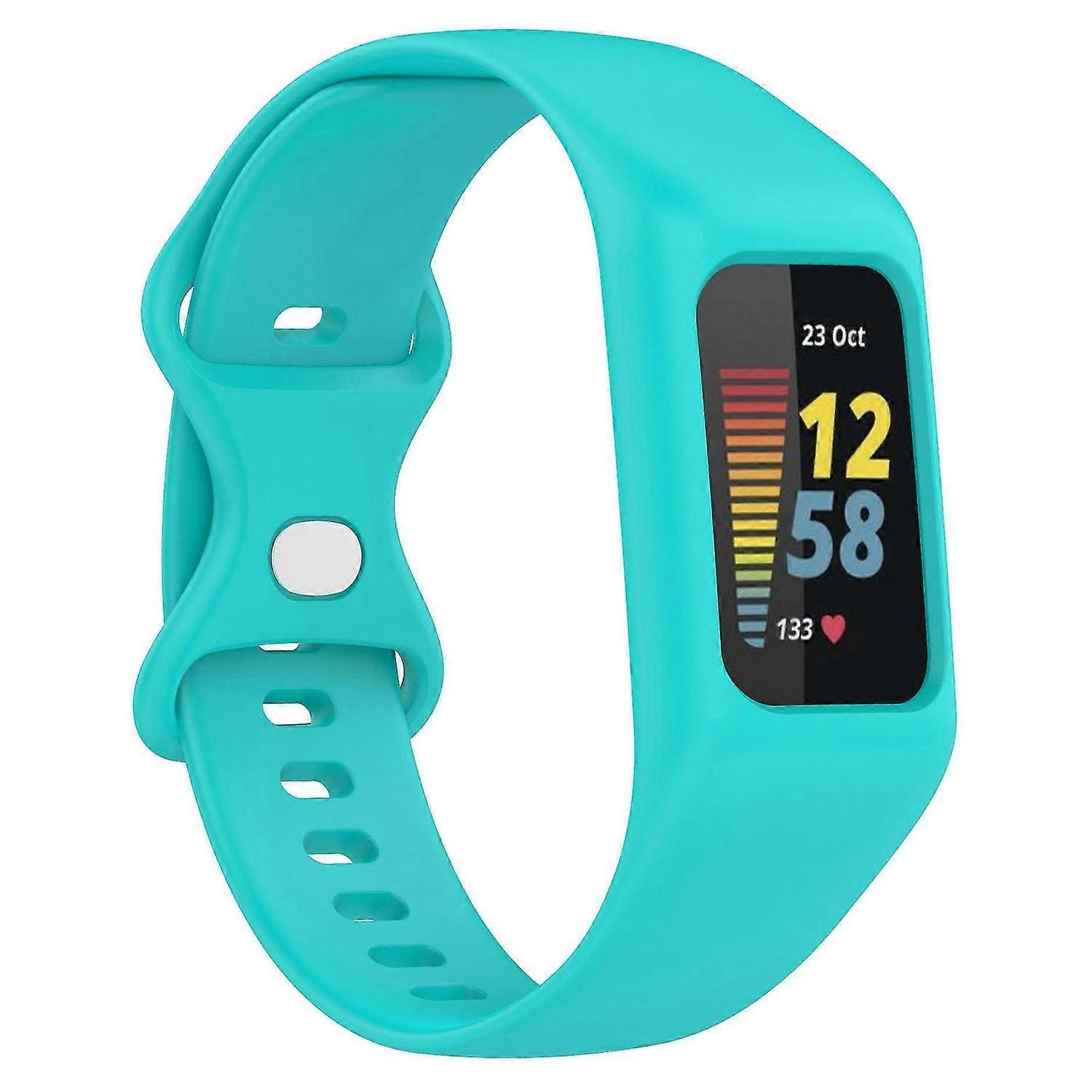 Integrate Silicone Watchband Compatible with Fitbit Charge 6/5/4/3, Watch Strap with Case Cover