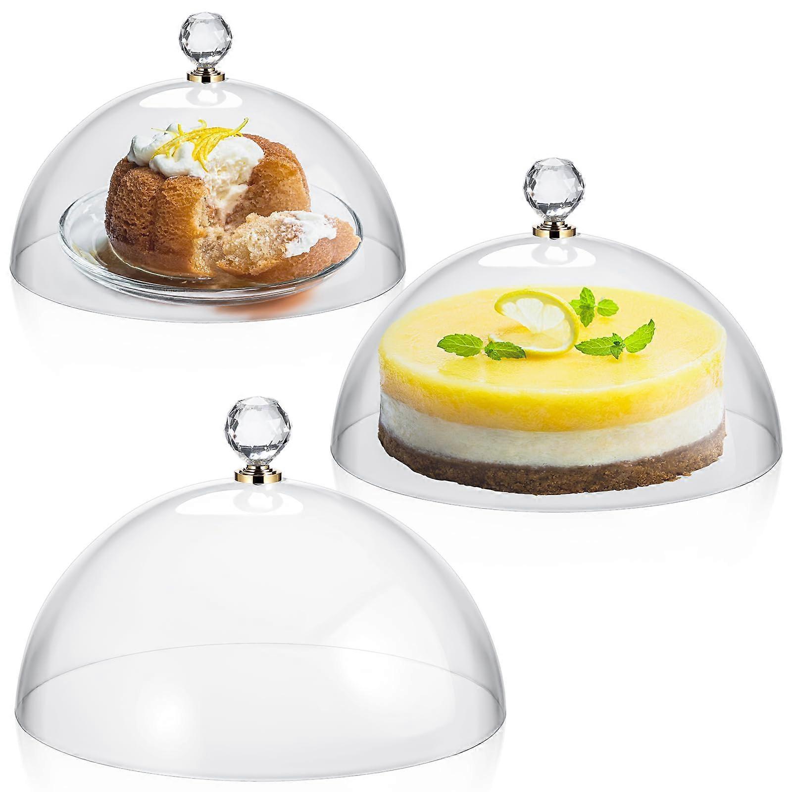 Acrylic Clear Cake Dome Tray Set, 3-Piece 8'' 10'' 12'' Round Food Display Cover for Desserts and Freshness Preservation