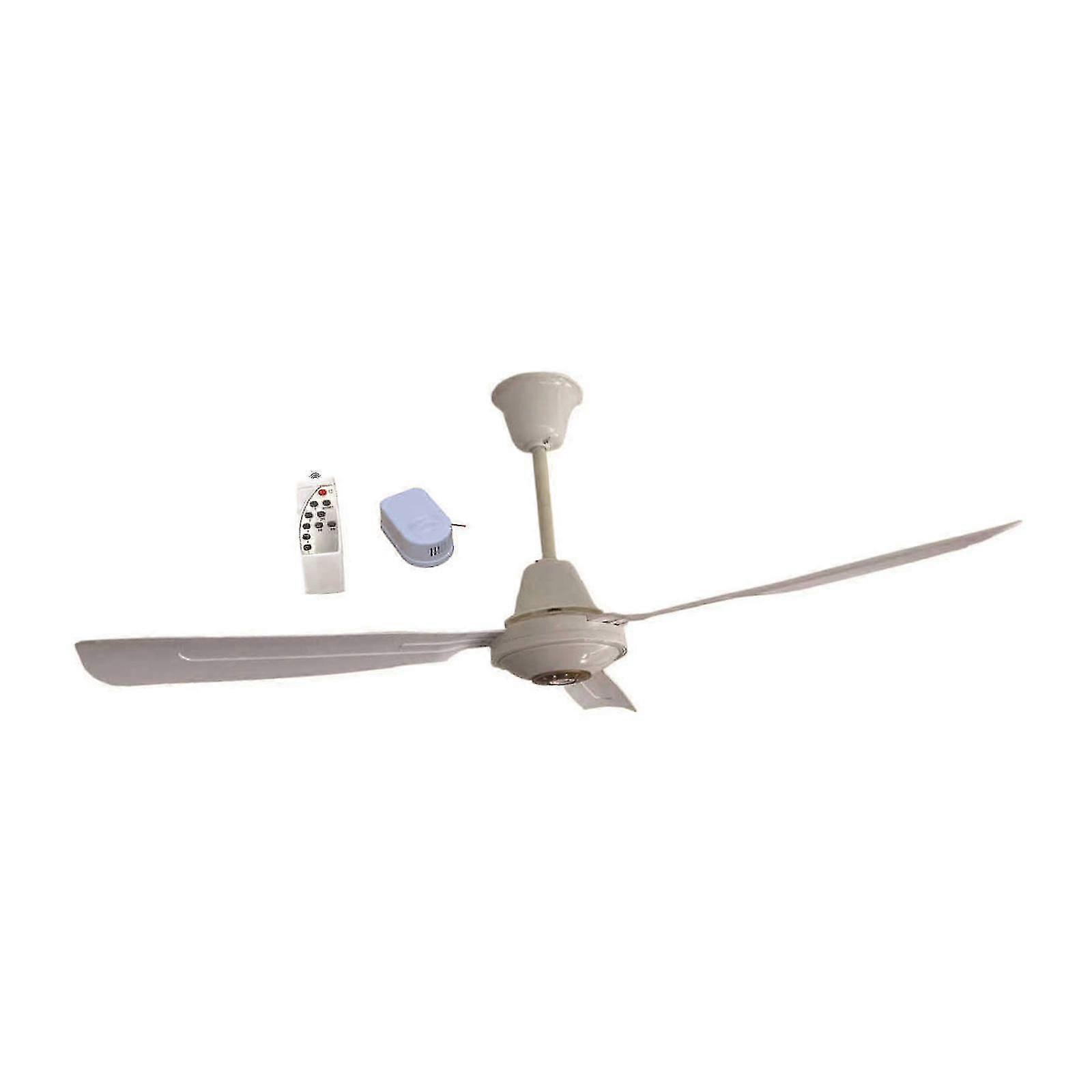 白色吊扇，带 3 叶片空气冷却，适用于客厅室内使用露台