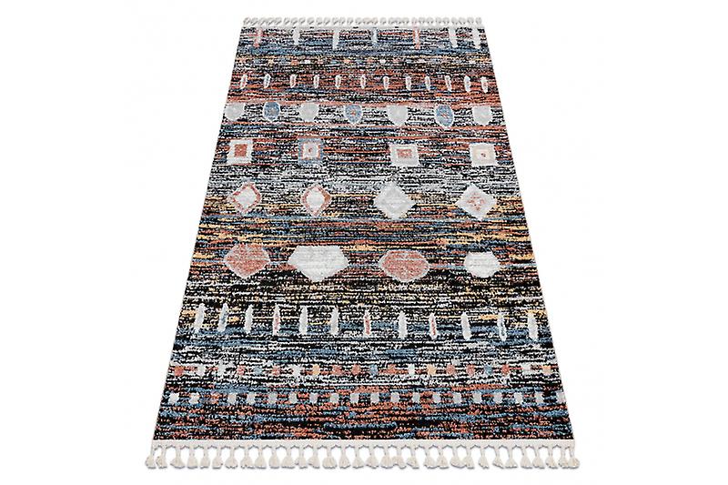 Modern carpet BELLE BR36A black / pink Fringe