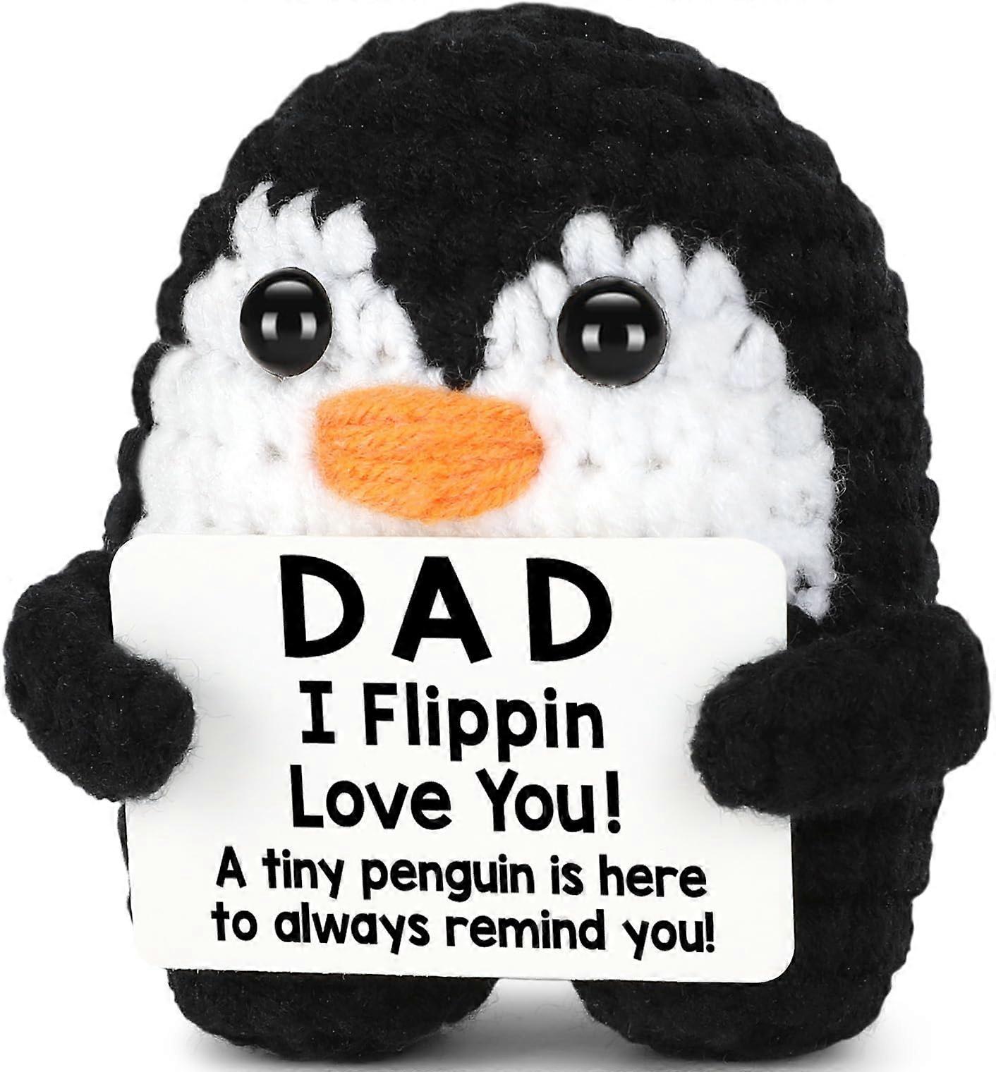 Gifts for Dad from Daughter Son, Handmade Crochet Mini Penguin Birthday Gift for Daddy