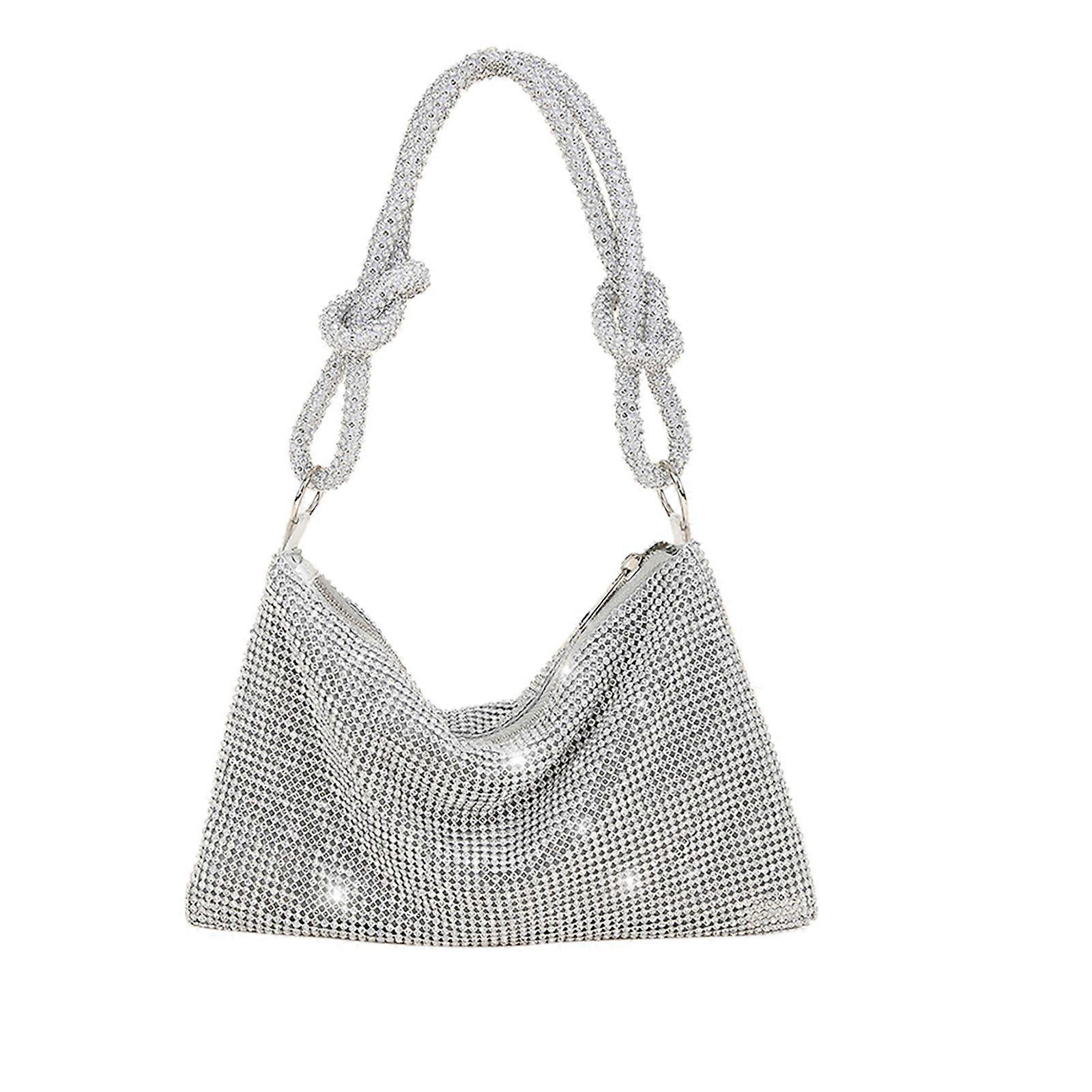 Rhinestone Full Evening Bag Rhinestone Handbag - Silver
