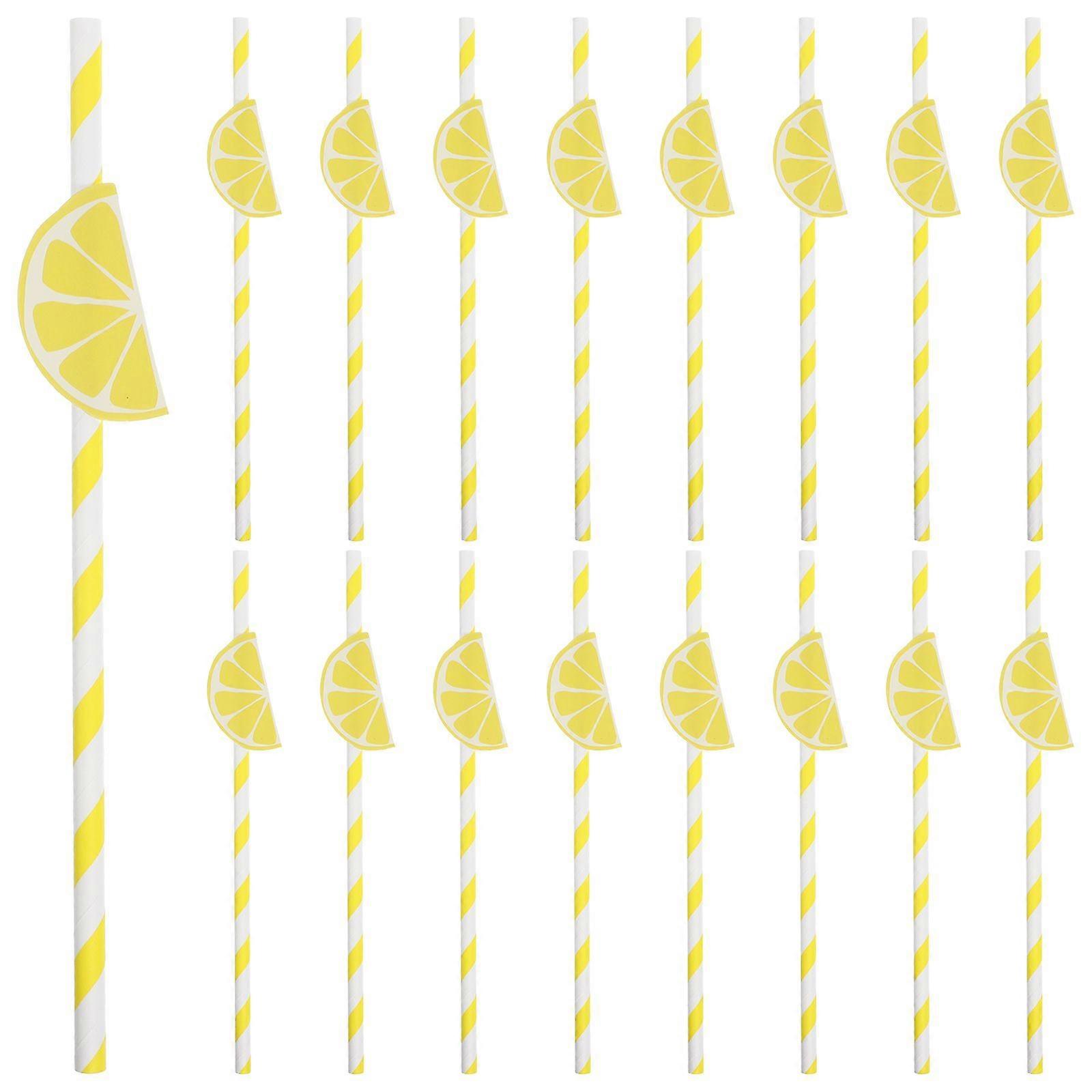 20 stücke Zitrone Papier Strohhalme Saft Trinkhalme Cocktail Kaffee Strohhalme für Prom Party