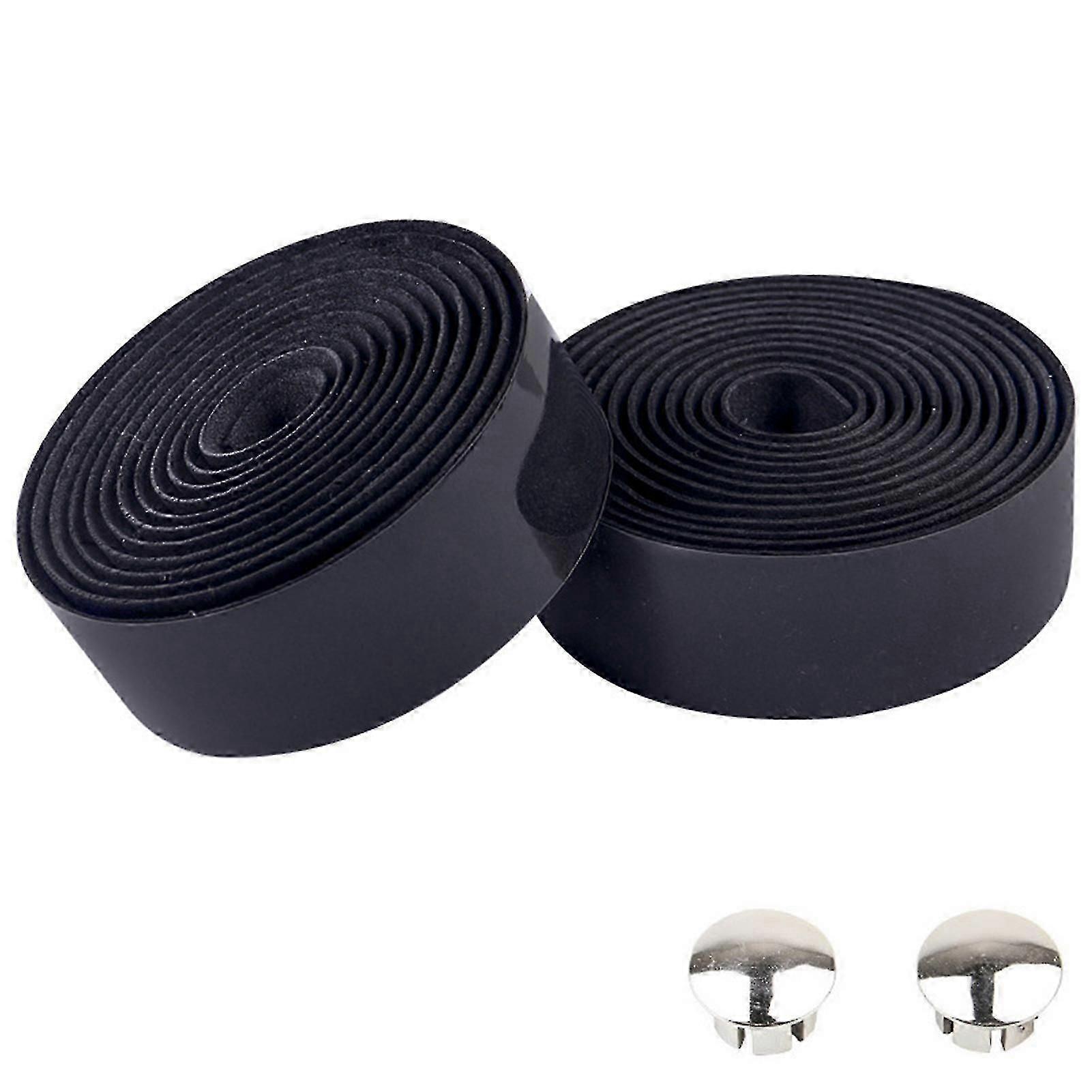 1 Pair Bike Bicycle Handlebar Tape with Plugs Elastic Rubber Foam Anti-Slip Cycling Handle Bar Wrap for Most of Bike