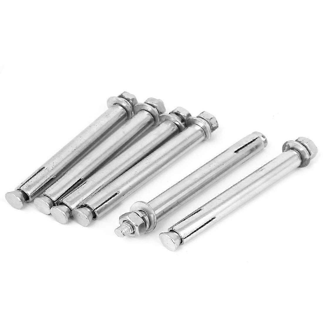 M8x120mm Expansion Bolts Set, Zinc Plated Sleeve Anchors, Reliable Fastener Hardware, 6pcs Building Screws