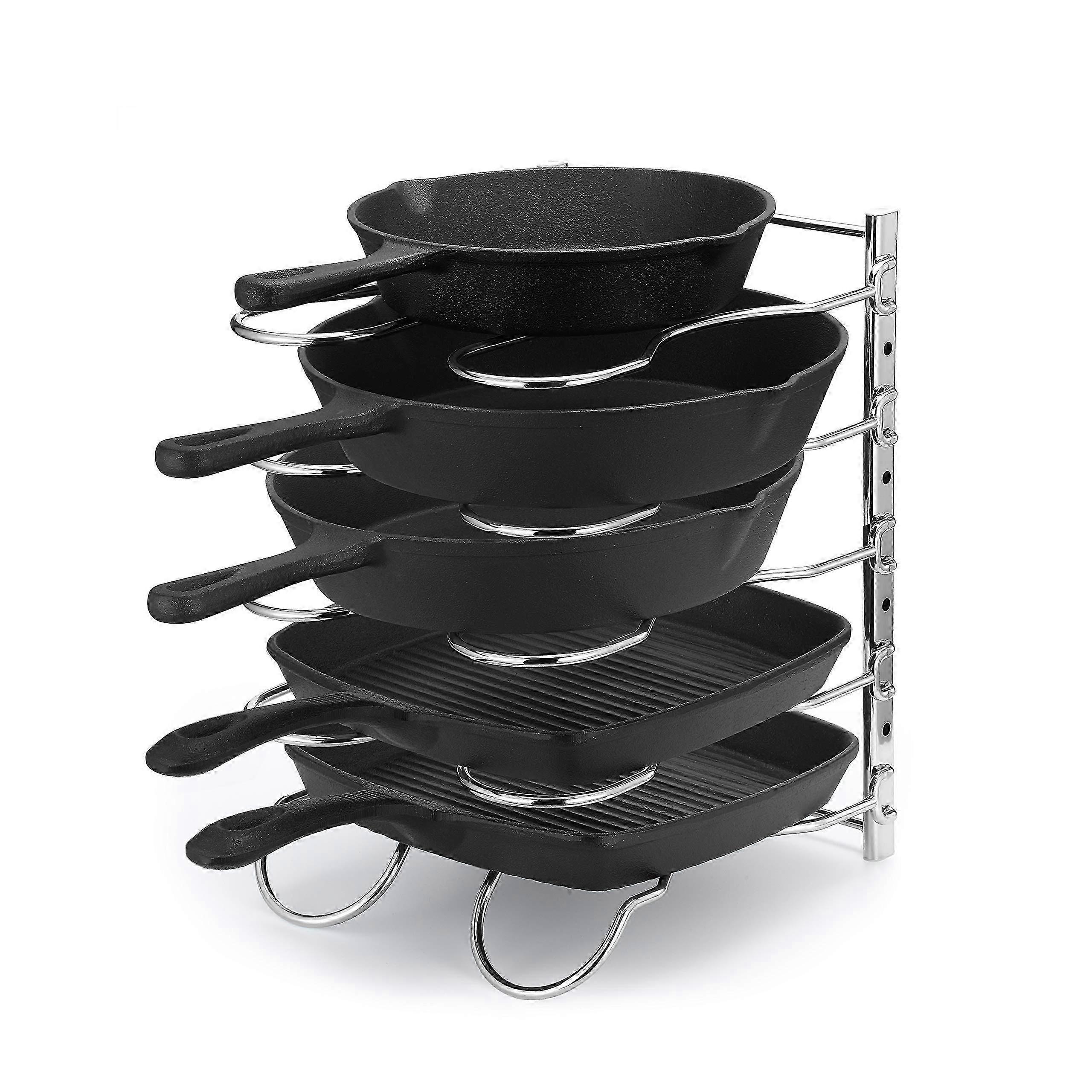 Chrome plated pot holder for kitchen organization and storage solutions