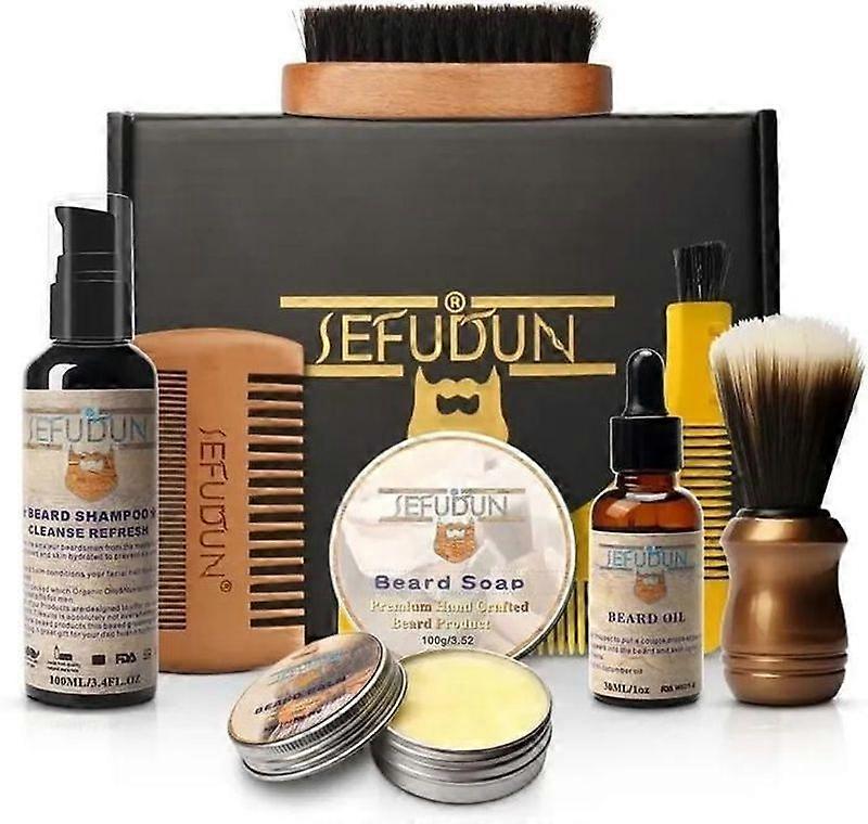 Men's beard kit with beard oil, beard comb, beard balm