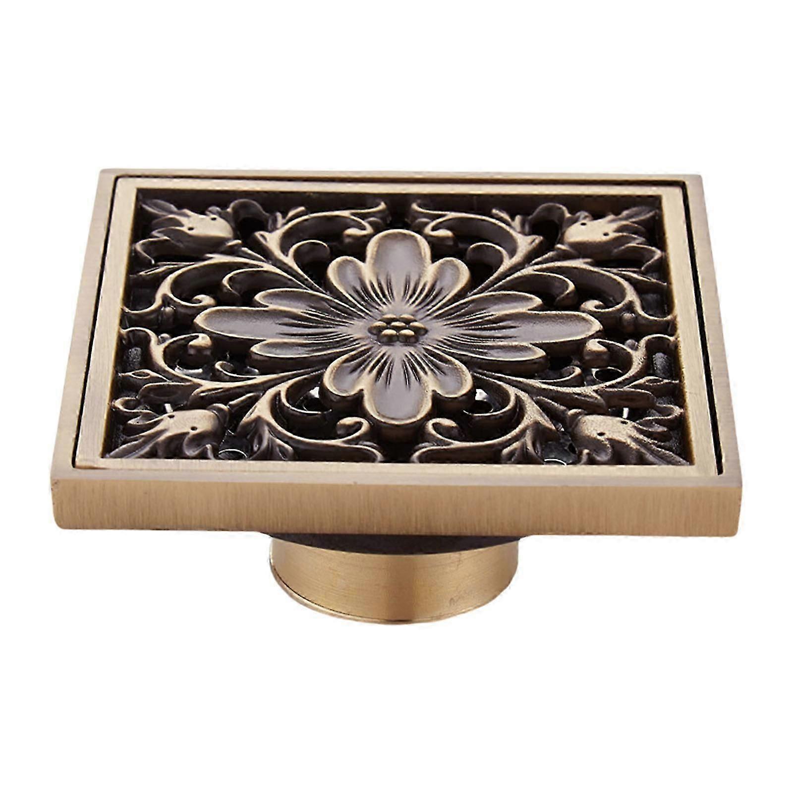 Elegant and solid brass bathroom floor drain with double-layer removable filter and automatic sealing design, efficient and water-saving Model 8730T A