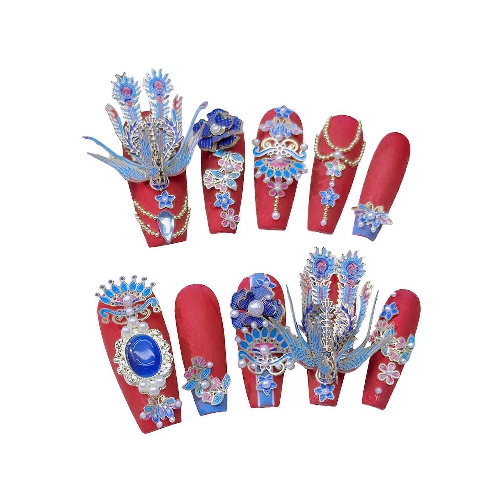 Bruid Rode Hars Nagelverlenging met Nul Druk op het Nagelbedontwerp