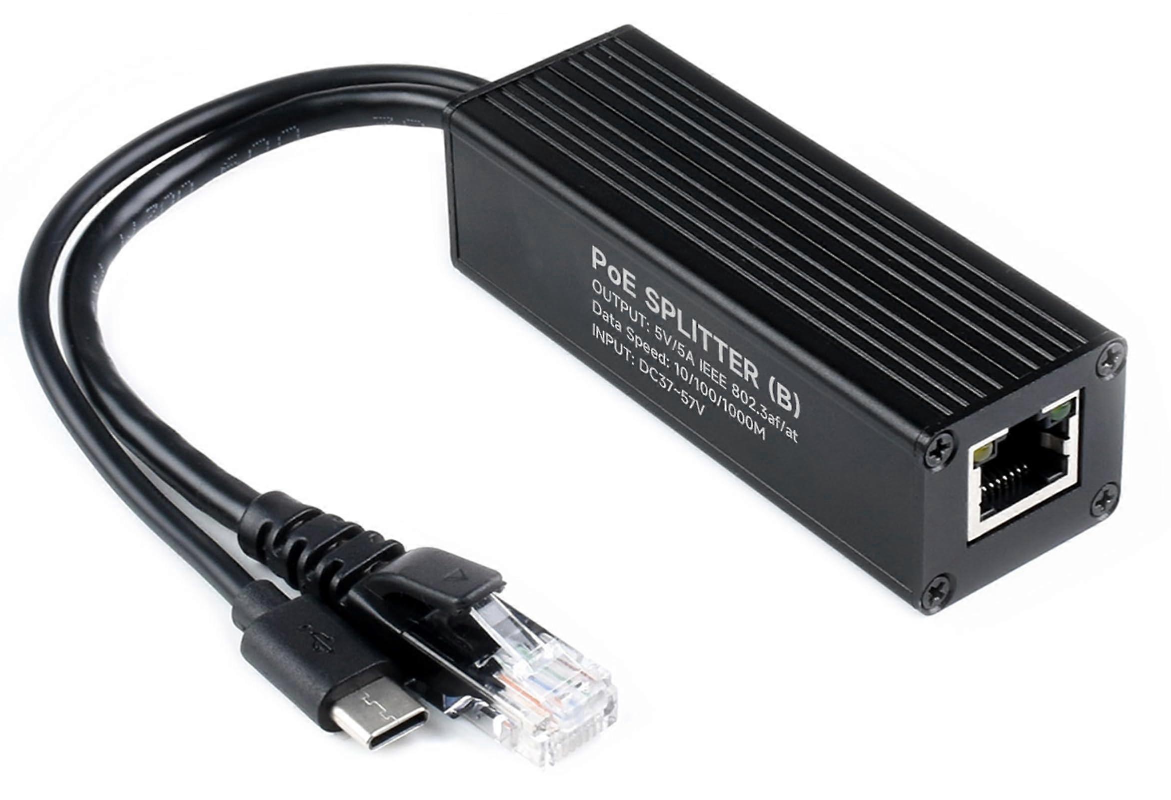 Industrial Gigabit PoE Splitter with IEEE 802.3af/at-Compliant 10/100/1000Mbps, for Raspberry Pi 5 4B 3B+ 3B