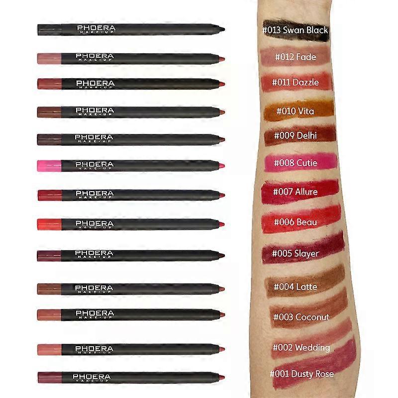 PHOERA 13 Χρώματα Lipliner Pencil Lip Makeup Lipstick Pencils Αδιάβροχο Lipliner Lady Charming Lip Liner Καλλυντικά Maquiagem