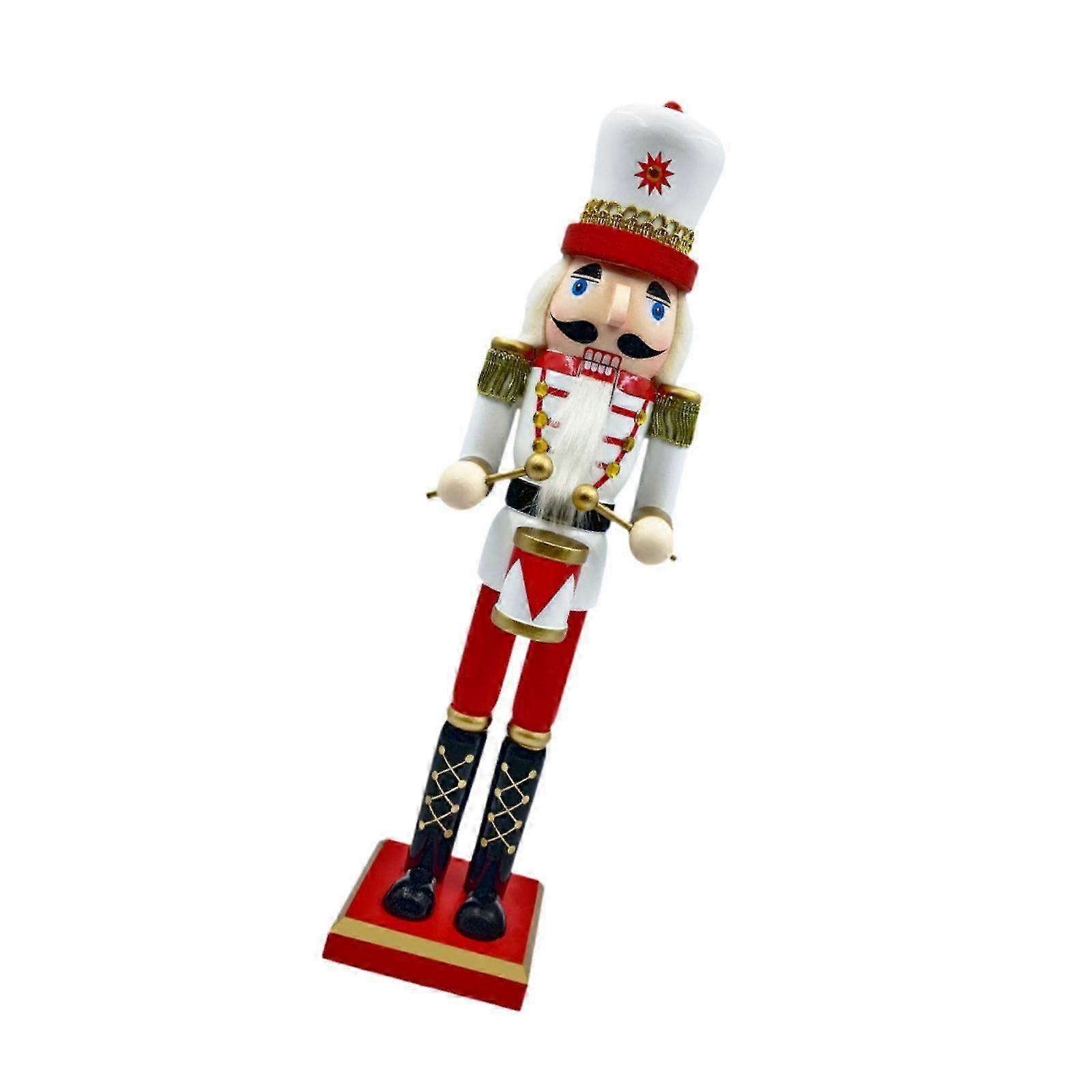 Christmas Nutcracker Figurine Tabletop Decor for Cabinet, Office, Holiday Desk Display - Handcrafted Puppet Statue Ornament