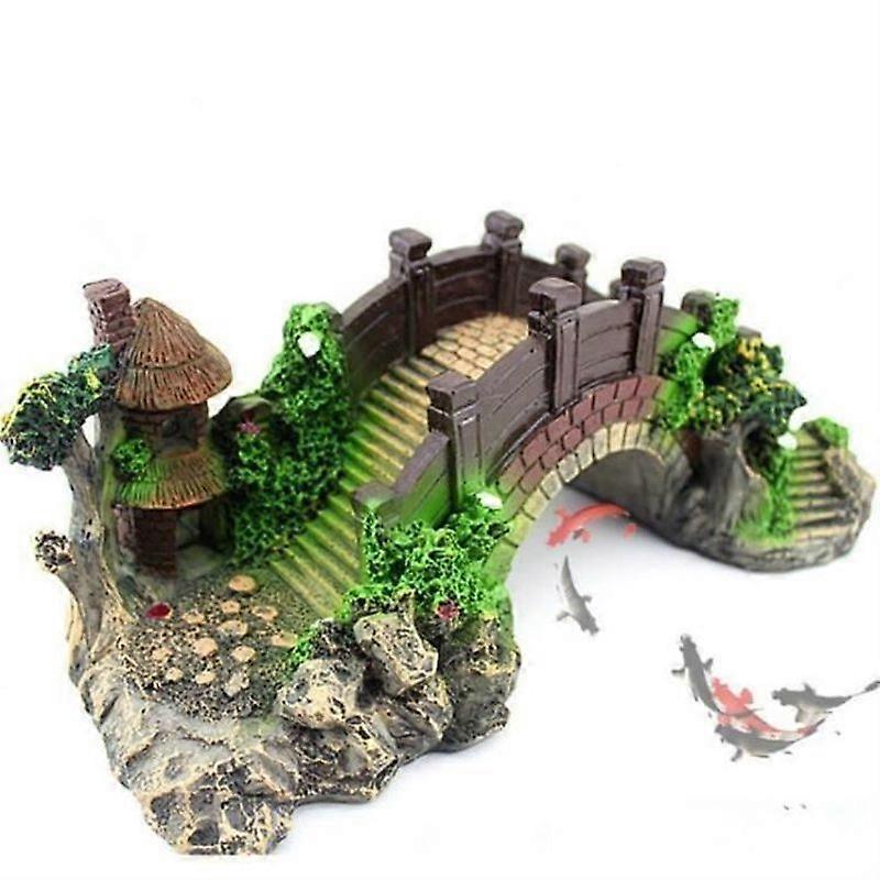 Artificial Aquarium Decoration Resin Bridge Pavilion
