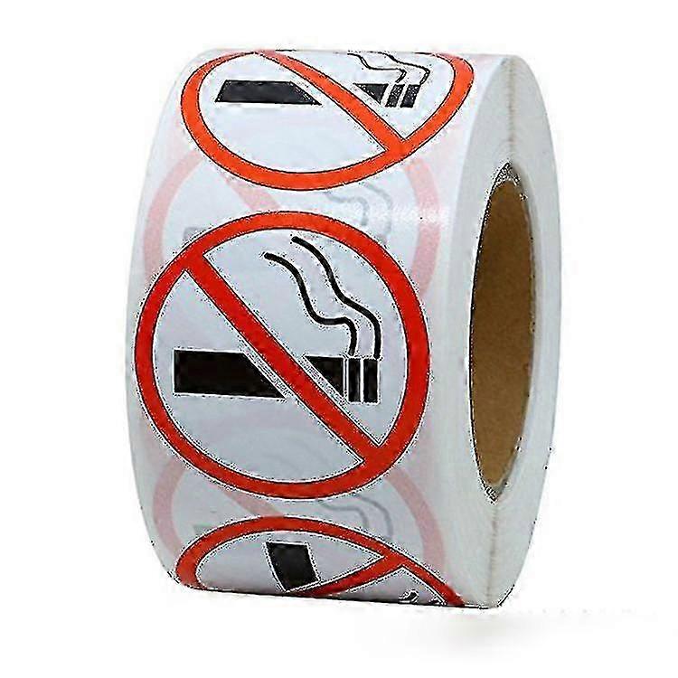 No Smoking Warning Stickers - 500/Roll for Restaurants, Buses, Shops