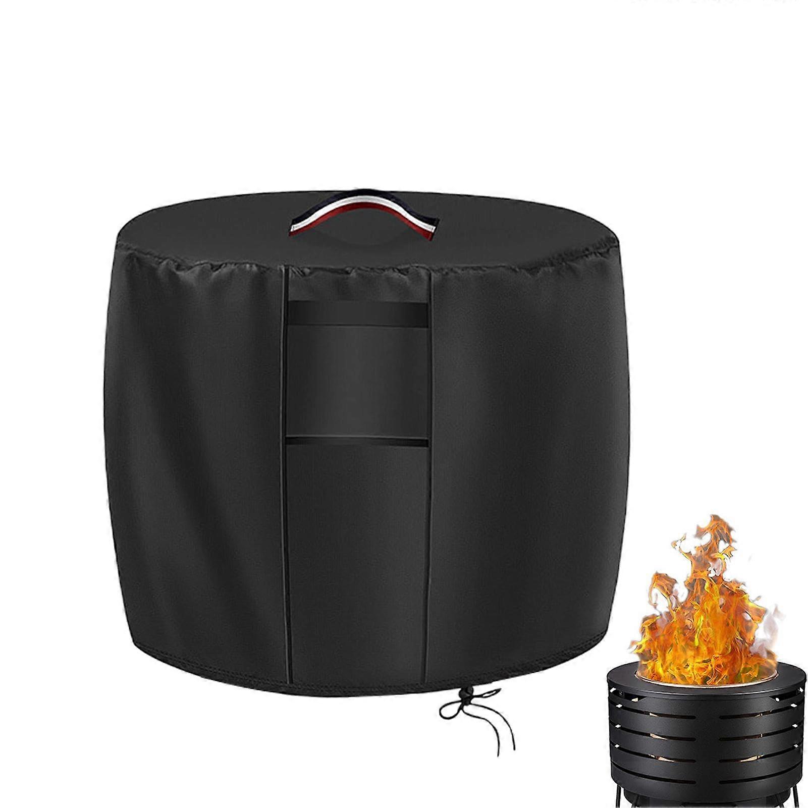Outdoor fireplace cover, round waterproof with handle, polyester cover with drawstring 83.8x76.2cm