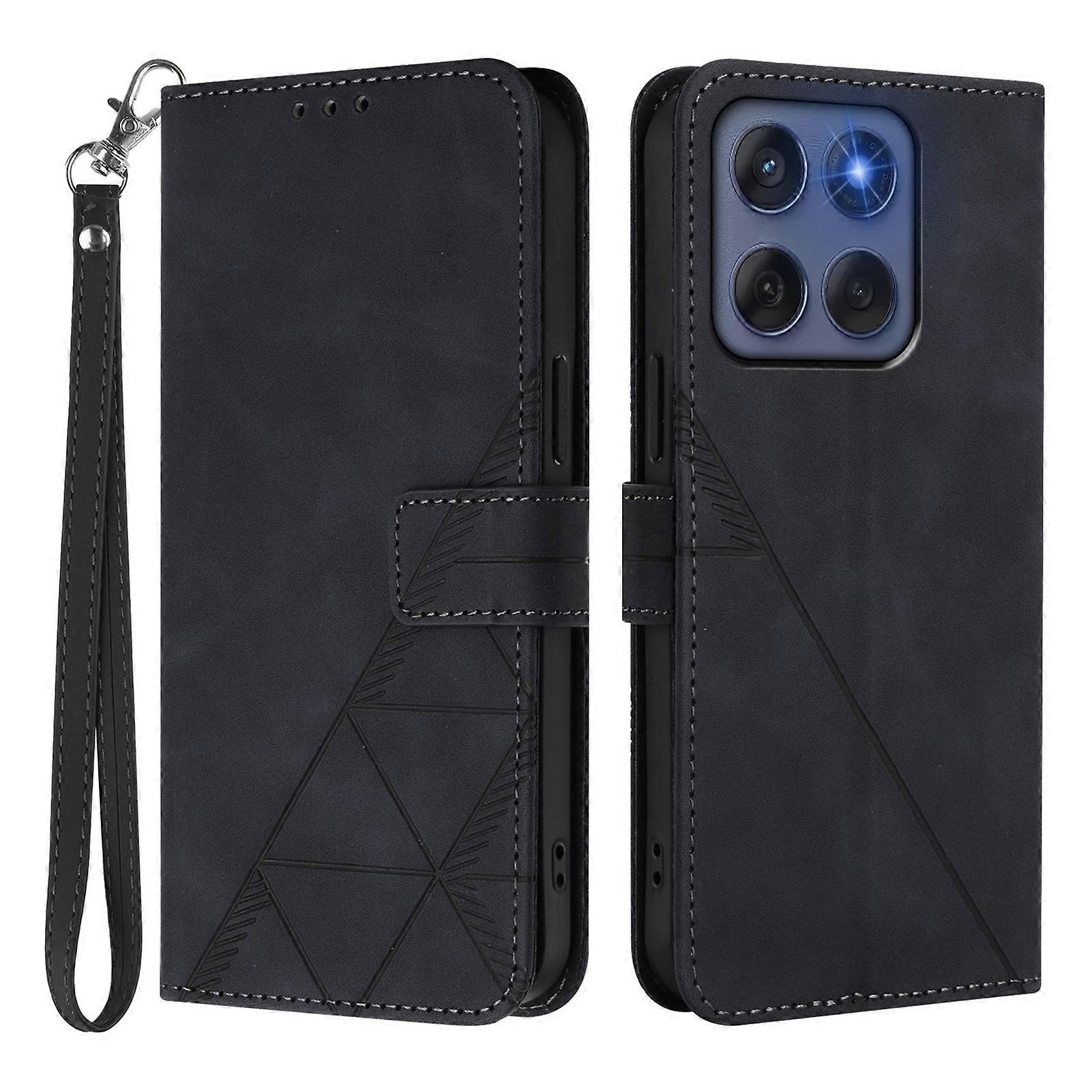 Compatible For Motorola Edge (2025) 5G / Motorola Edge 60 Fusion 5G Leather Case with Hand Strap Wallet Stand Phone Cover