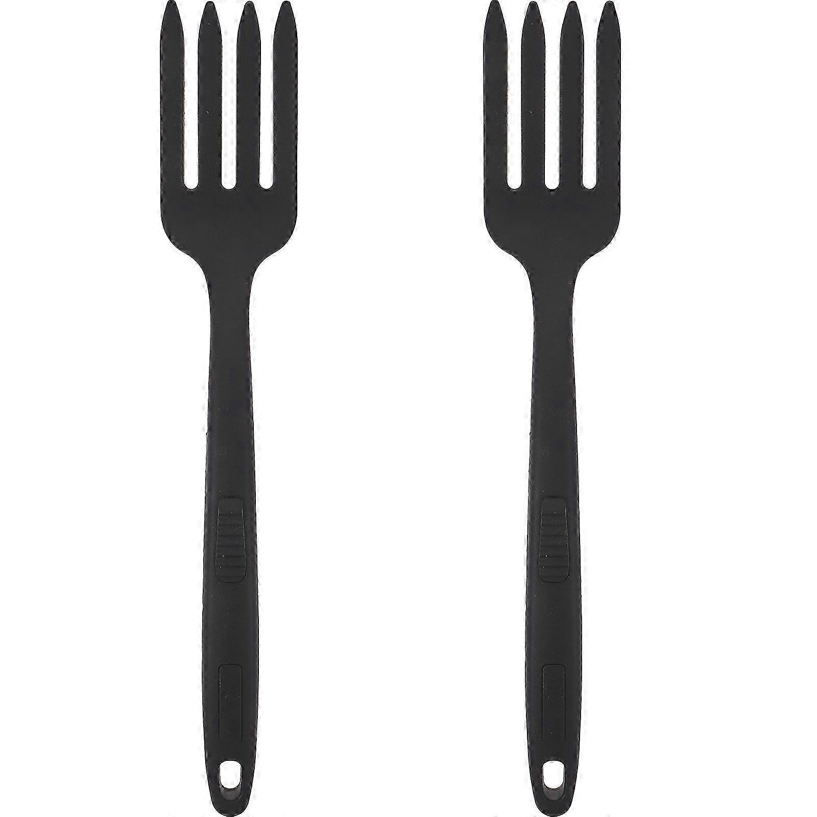 2Pcs Silicone Pasta Fork - Reusable Kitchen Cooking Tool (Black)