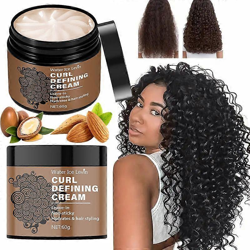 Leave-In Castor Oil Curling Cream - Curl Enhancer & Frizz Control For Curly Hair, Defines Curls Styling CreamHydrates & Hair Styling