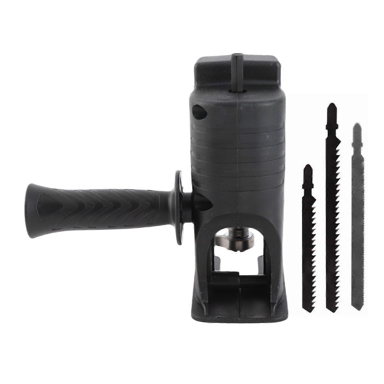 Hochwertiger schwarzer Elektrobohrer auf Elektro Sägekopf Umrüstkopf + 3 Sägeblätter multi-fu