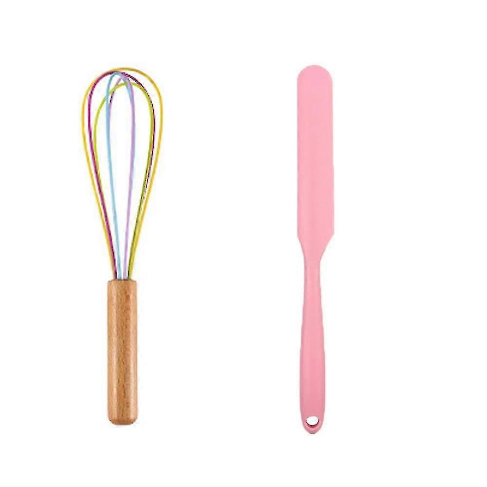 2-Piece Mini Silicone Kitchen Utensil Set with Wood Handles