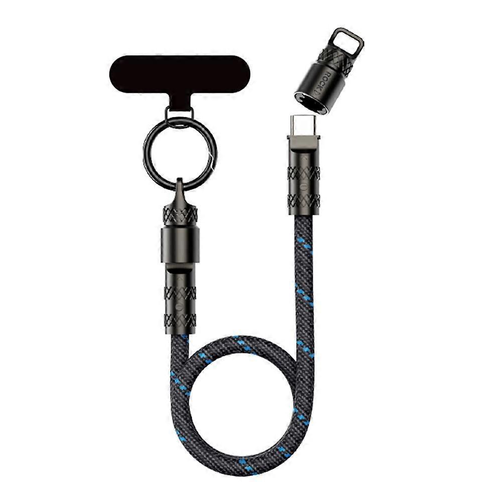 ROCK R15 Type-C to Type-C 60W Phone Lanyard Fast Charging Zinc Alloy Data Cable