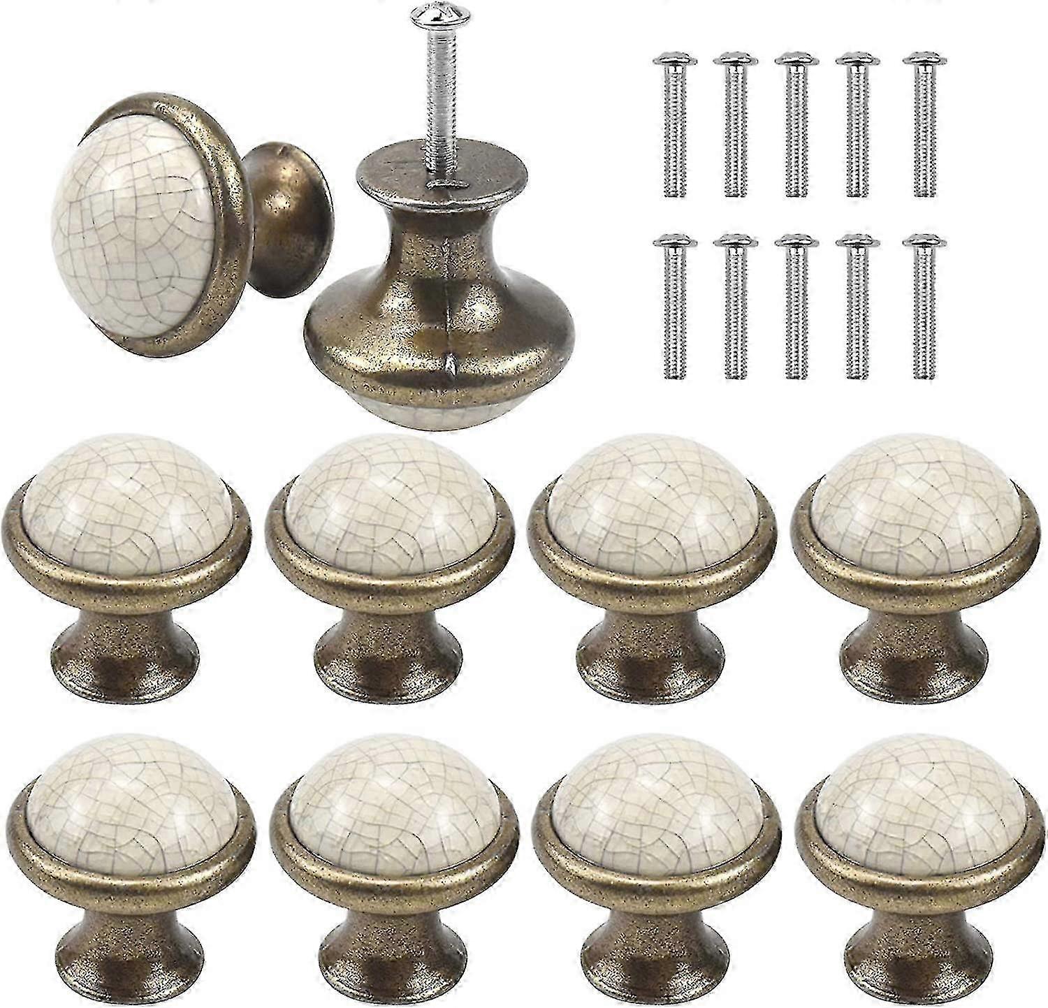 10pcs Ceramic Drawer Handles, 36mm Round Furniture Knobs