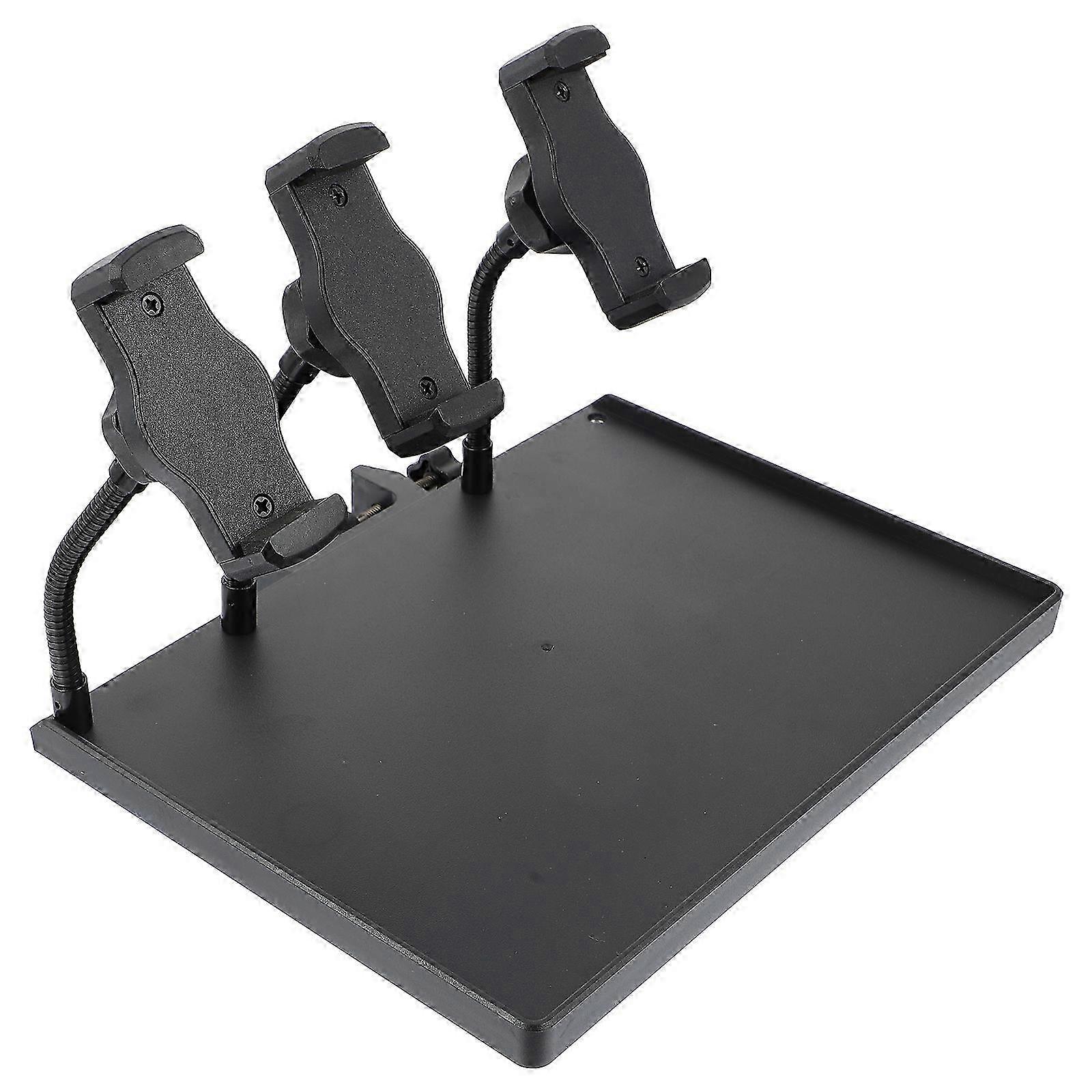 Mic Stand Tray with Sheet Holder & Triple Phone Clamp-on Shelf