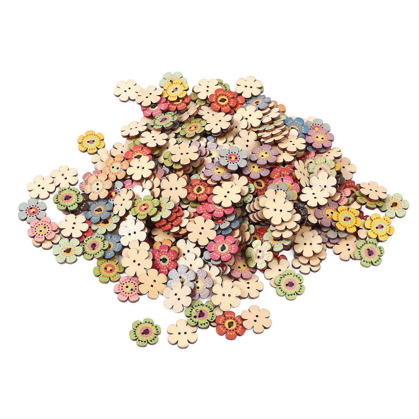 2025 Latest Model Flower Buttons Retro Rich Styles Vivid Colors Durable Wood