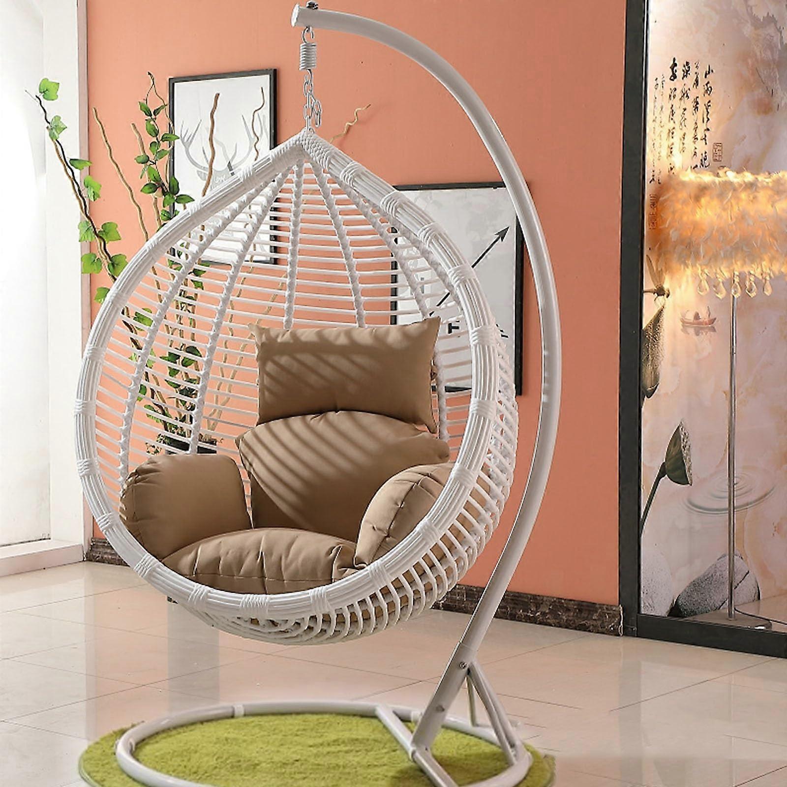 İç ve Dış Mekan için Koltuk Başlığına Sahip Asılı Sandalye Minderi (Açık Kahverengi)