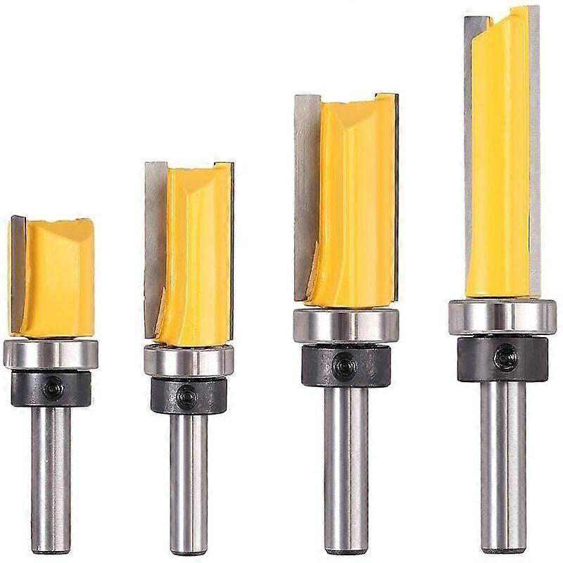 4 Pcs 8mm Woodworking Router Bits Copy Milling Cutter Shank Flush Trim Cutter Copy Router Bit Groove Cutter Shank Steel Cutting